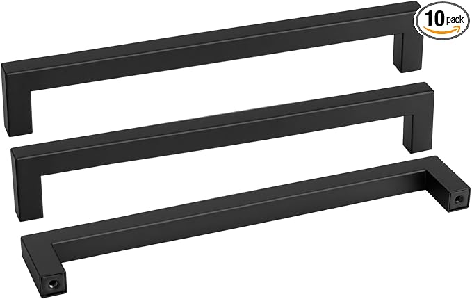 Goldenwarm 10 Pack Black Square Bar Cabinet Pull Drawer Handle Stainless Steel by goldenwarm