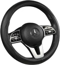 Cowhide Steering Wheel Cover Heat Resistant Anti-Slip Car Wheel Wrap Compatible by AEVEA
