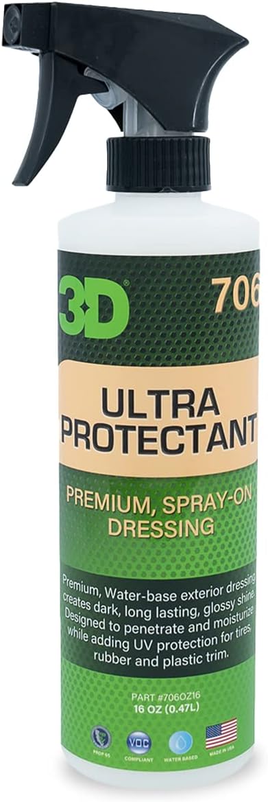 3D Ultra Protectant Tire Shine Spray – Water-Based High Gloss Tire Dressing | by 3DCarCare