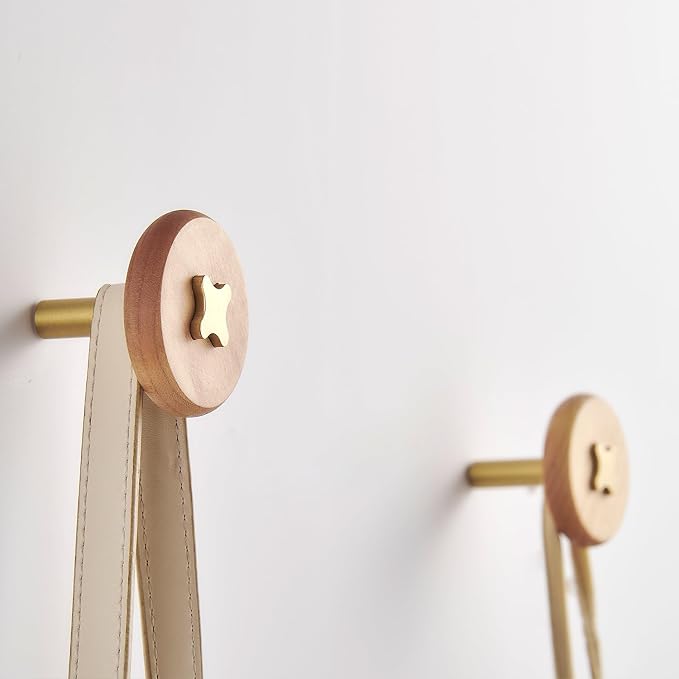 Solid Brass & Maple/Mahogany Wall Hooks 2 Pack - Image 8