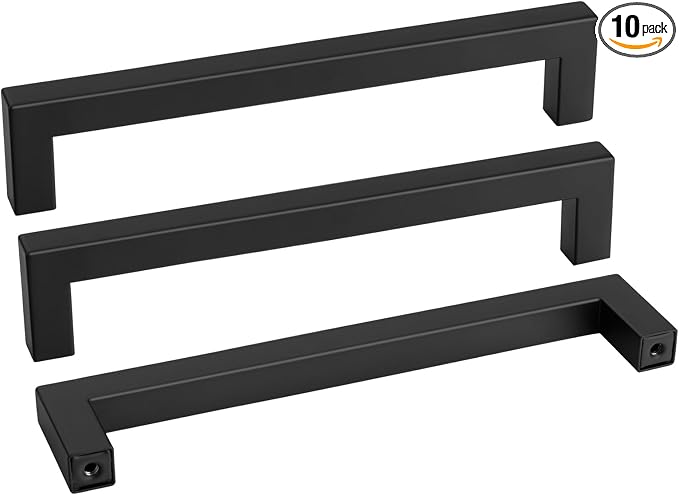 goldenwarm 10Pack 8INCH Matte Black Cabinet Pulls Kitchen Hardware, 204mm by goldenwarm