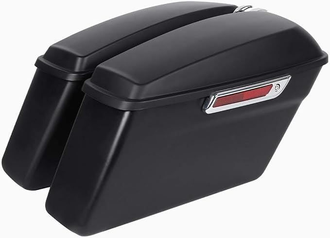 XFMT Matte Black Motorcycle Saddlebags Hard Saddle Bags W/Chrome Conversion - Image 2