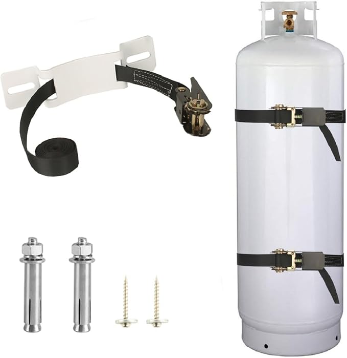 Propane Tank Holder ，Cylinder Wall Mounted Brackets, Ratchet Straps（6.6ft ） by MROUDELUO