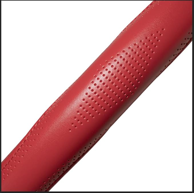 HAOKAY Top Grade Red Genuine Leather Steering Wheel Cover Women, Luxury - Image 3