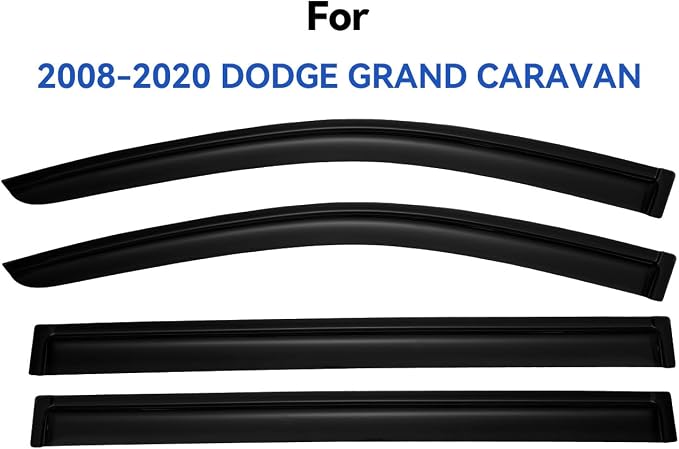 Window Visors Rain Guards for 2008-2020 Dodge Grand Caravan, Out-Channel Window - Image 2