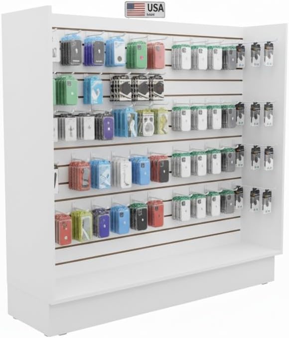 WISDOMFUR H-Unit Slatwall Gondola Display – 4 ft White Freestanding Retail - Image 3