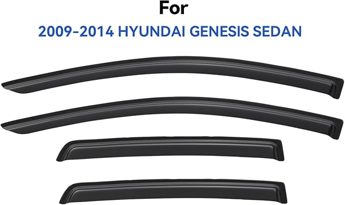 Window Visors Rain Guards for 2009-2014 Hyundai Genesis Sedan, Out-Channel - Image 2
