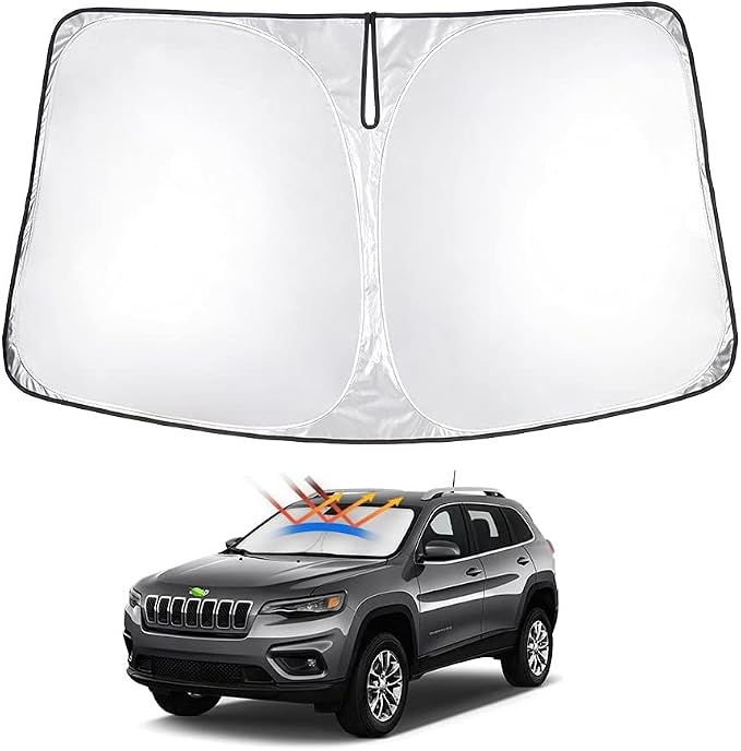 T TGBROS Windshield Sun Shade for Jeep Cherokee 2014-2023 Accessories Foldable by TTGBROS