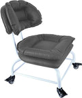 Rolling Stool Wide Seat with Back Rolling Chair 4 Wheels with Brakes by IMMERLIEBEN
