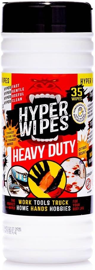 Hyper Wipes, 1 Pack Heavy Duty Hand & Tool Cleaning Wipes, Degreasing, All by JuniperCLEAN