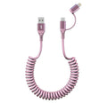 USB to USB C and Lightning Pink Car Charger Cable by Yeemie