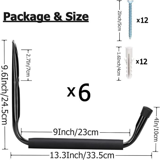 Heavy Duty 13 Inches Jumbo Arm Indoor Outdoor Storage Wall Hooks, Garage and - Image 2