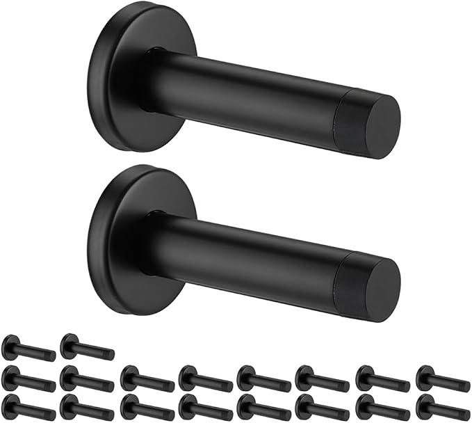 JQK Door Stopper Black, 304 Stainless Steel Thicken 1mm Sound Dampening Door by Homeimprovement
