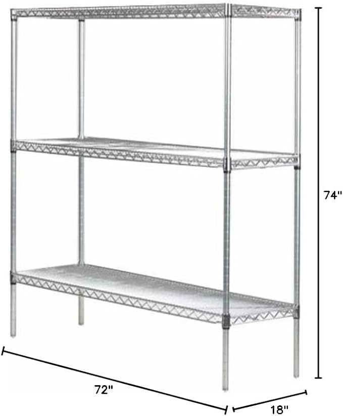 Omega 18" Deep x 72" Wide x 74" High 3 Tier Chrome Starter Shelving Unit - Image 2