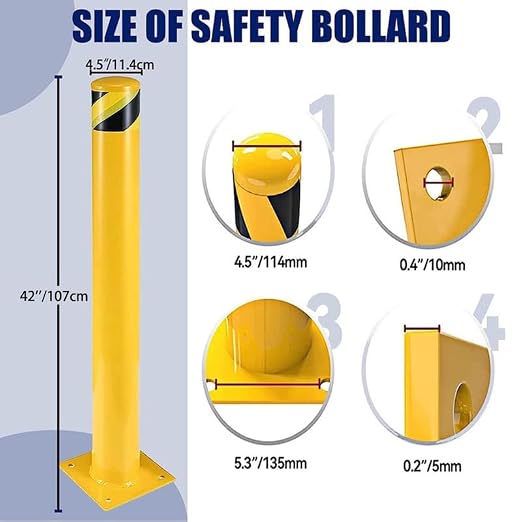 Bollard Post, Steel Bollards, Safety Bollard Yellow Powder Coated Parking - Image 4