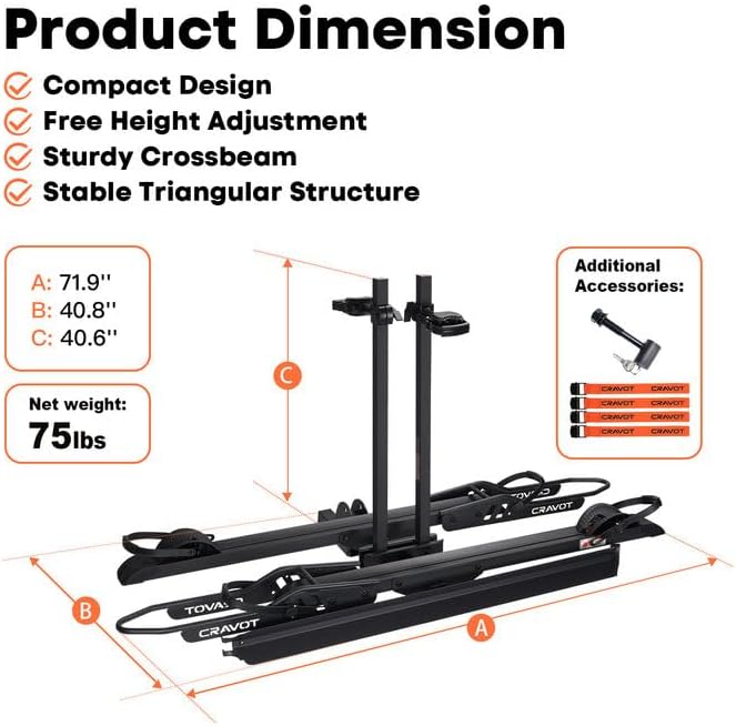 CyberRack E2 Ebike Rack, 200 lbs Capacity Foldable Bike Racks - Image 2