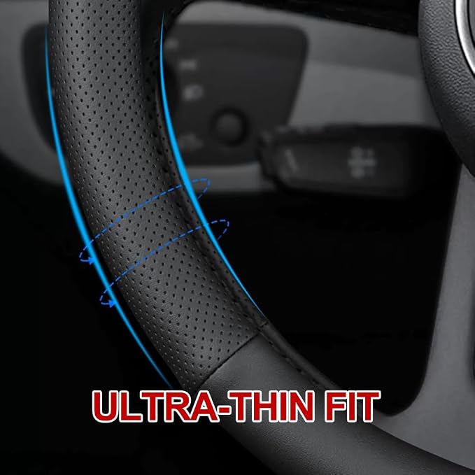New Nappa Leather car Steering Wheel Cover, Breathable Full Surround Universal - Image 2