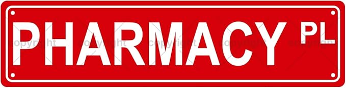 PHARMACY PL Space Metal Tin Street Sign Bar Cafe Garage Cave Home Room Wall by Unknown