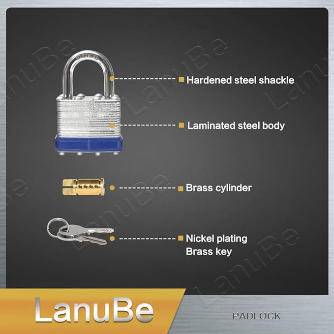 LanuBe Lock Laminated keyed Padlock, keyed Alike Locks, Normal Shackle - Image 4