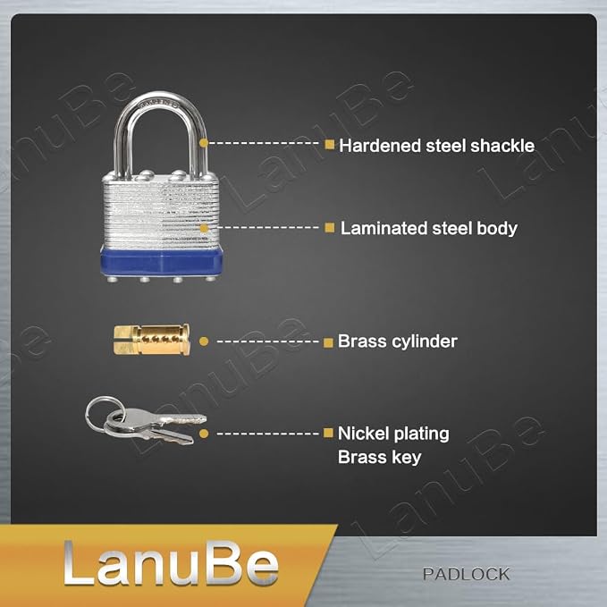 LanuBe Lock Laminated keyed Padlock, keyed Alike Locks, Normal Shackle - Image 7