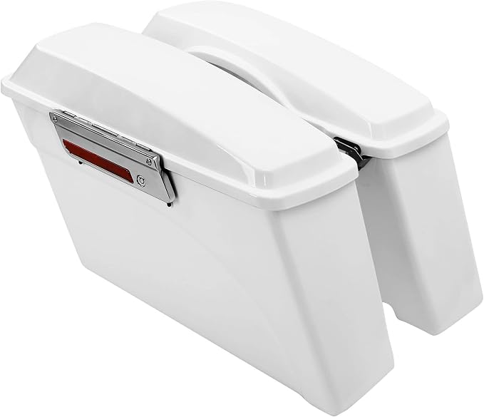 XFMT Motorcycle Saddlebags White Hard Saddle Bags Trunk - Image 2