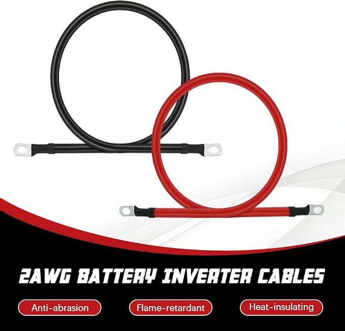 A ABIGAIL 2 AWG Battery Cable 2AWG Gauge Pure Copper Battery Inverter Cables - Image 2