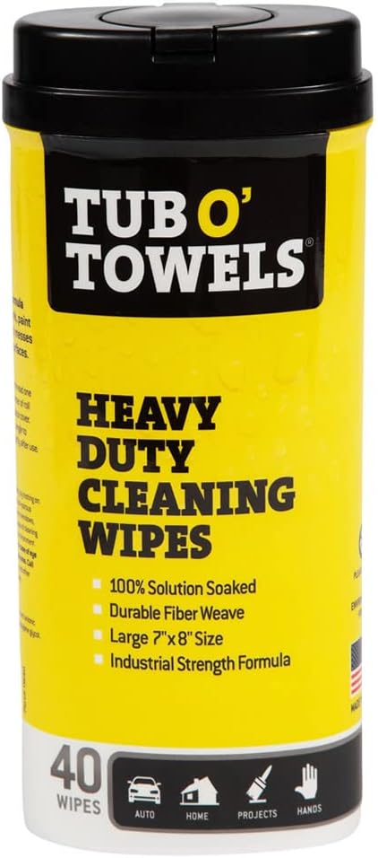 Tub O' Towels Heavy-Duty Multi-Surface Cleaning Wipes, Removes Grease, and by TubOTowels