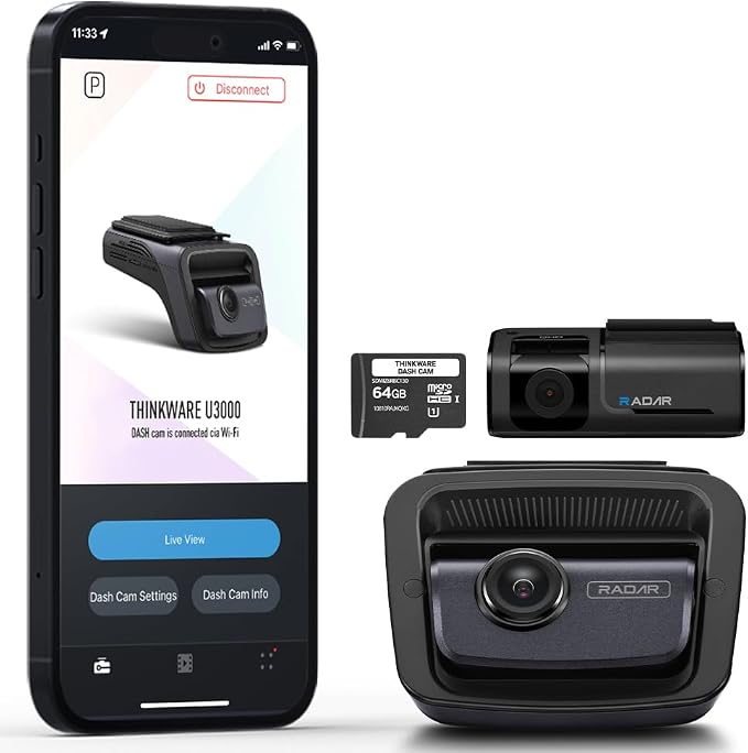 Thinkware 4K Dual Dash Cam, U3000 Front & Rear by THINKWARE