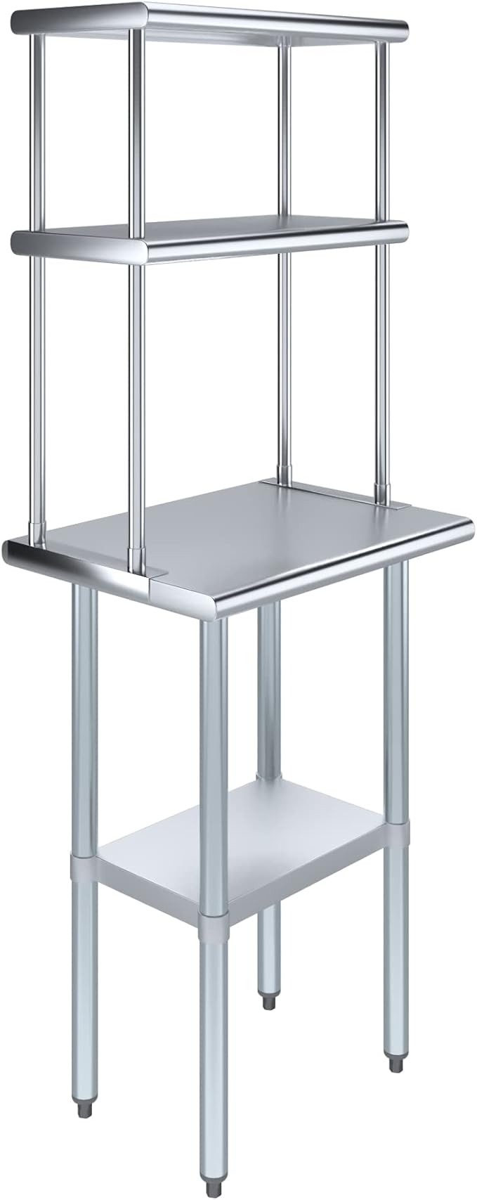 AmGood Stainless Steel Work Table Double Tier Overshelf | by AmGood