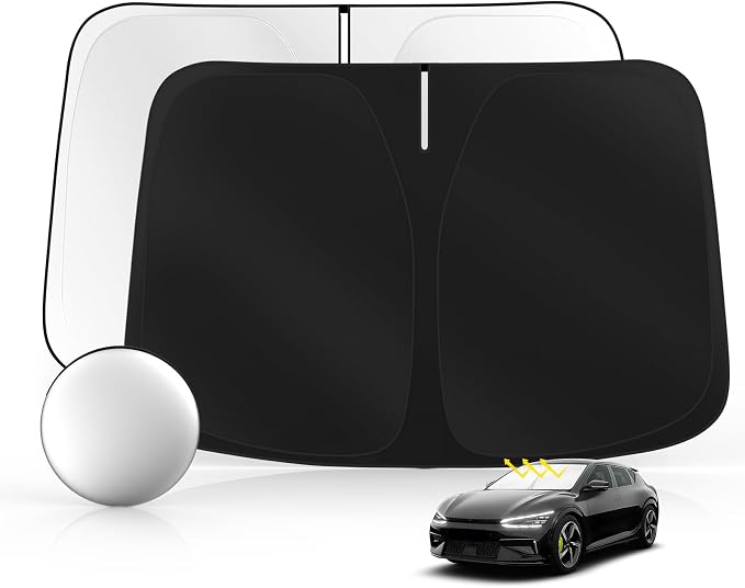 Windshield Sun Shade for Kia EV6 2022-2025 2026 Foldable Sunshade Custom Fit by SULAGIWINDSHIELDSUNSHADE