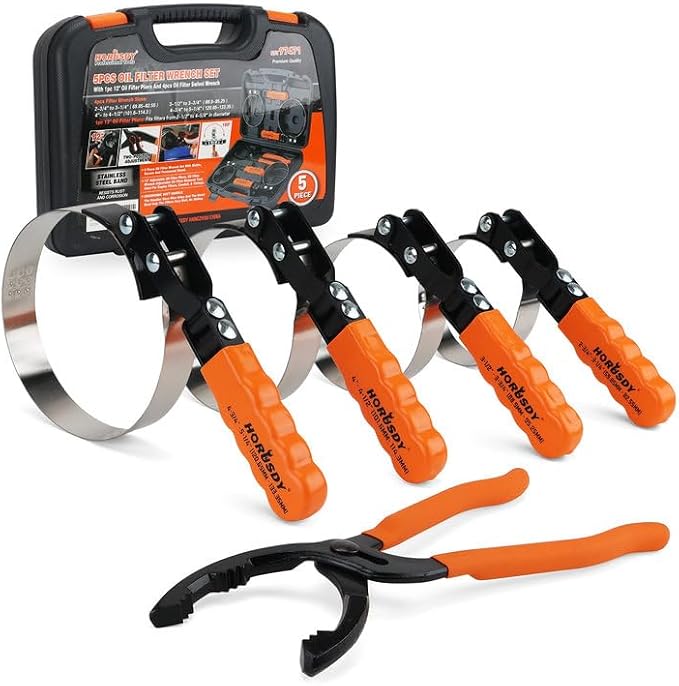 HORUSDY 5-Piece Standard Swivel Oil Filter Wrench, 2-3/4" by HORUSDY