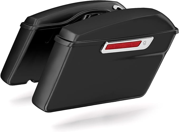 XFMT Motorcycle Hard Saddlebags Matte Black Saddle Bags Trunk W/Latches - Image 2