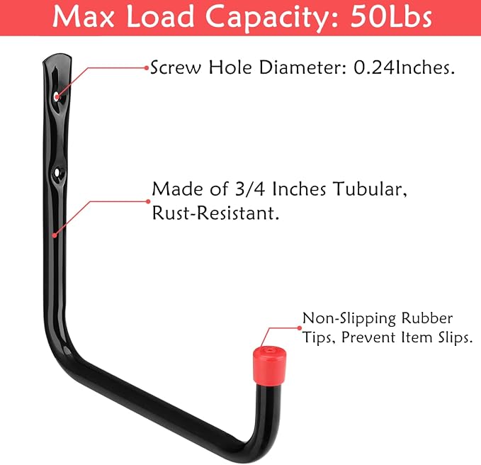 8 Pack Wall Mount Storage Hooks, 9.6IN Garage Utility Hanger - Image 5