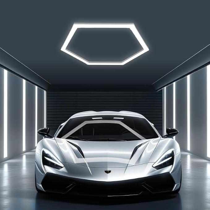 tewei Hexagon LED Garage Light, 1 Grids Hexagon Car Detailing Light Fixture by TeweiBrand