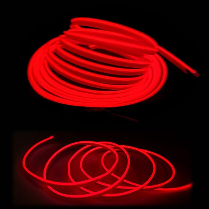 El Wire Red Interior Car LED Strip Lights, 10M Neon Wire USB 5V - Image 3