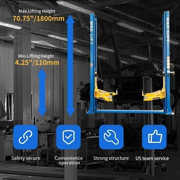 ME 10000lbs 2 Post Lift Car Lift Automotive Lift 2 Post Car Lift Hoist Equipment - Image 3