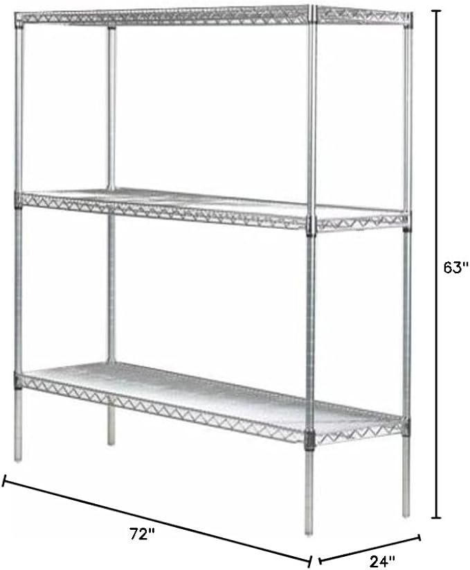 Omega 24" Deep x 72" Wide x 63" High 3 Tier Gray Starter Shelving Unit - Image 3