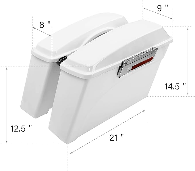 XFMT Motorcycle Saddlebags White Hard Saddle Bags Trunk - Image 4