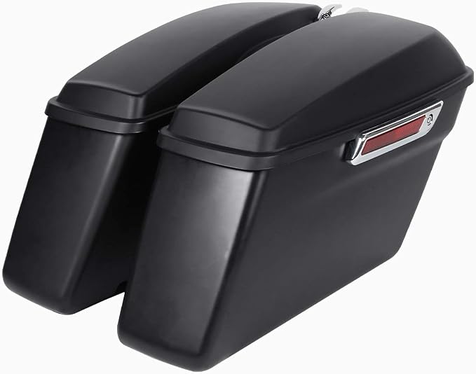 XFMT Motorcycle Hard Saddlebags Matte Black Saddle Bags Trunk W/Latches - Image 6
