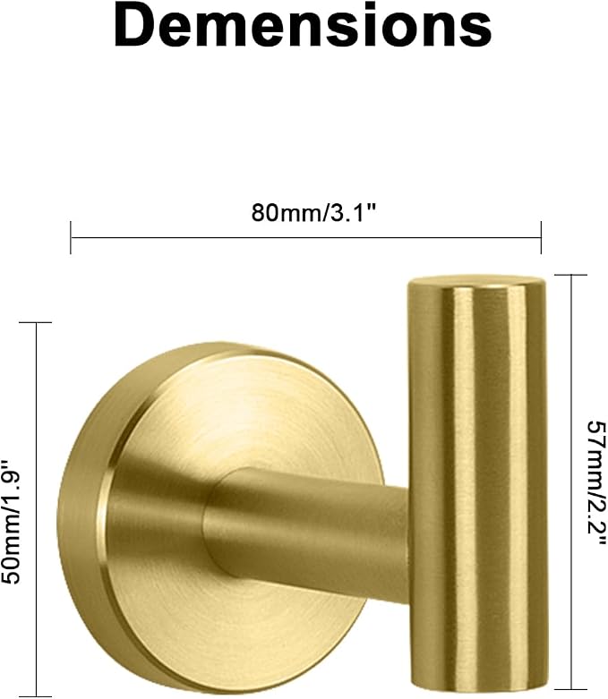 NearMoon Bath Towel Hooks- SUS 304 Stainless Steel Robe Hook Holder, Heavy Duty - Image 5