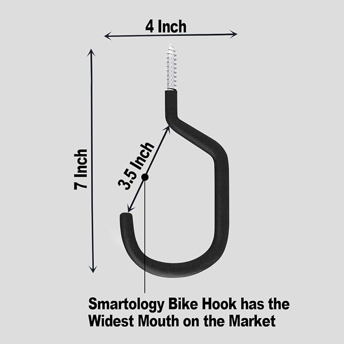 SMARTOLOGY Extra-Large Bike Hook, Bicycle Storage Hanger, Rubber Coated Heavy - Image 2