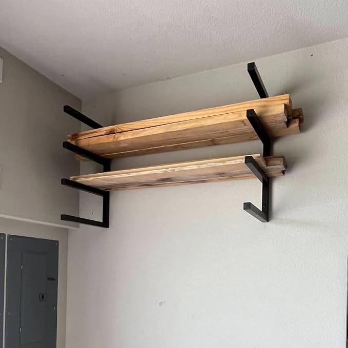 ​Lumber Storage Rack Metal Shelf Brackets, Sturdy Multipurpose Racking - Image 5