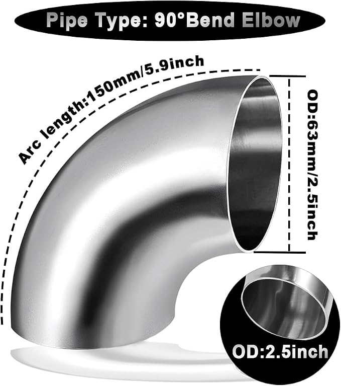 3 Inch 90° Mandrel Bend Elbow, SS304 Stainless Steel Bend Tube 90 Degree - Image 2