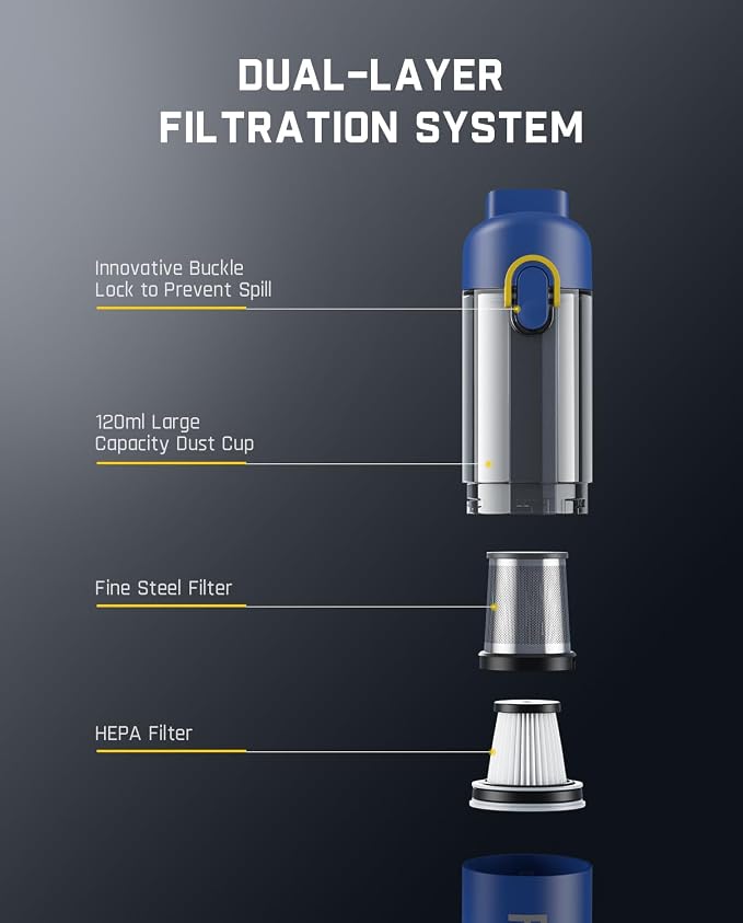 Fanttik Slim V8 Mate Cordless Car Vacuum Suction Power 12000Pa, Portable Mini - Image 9