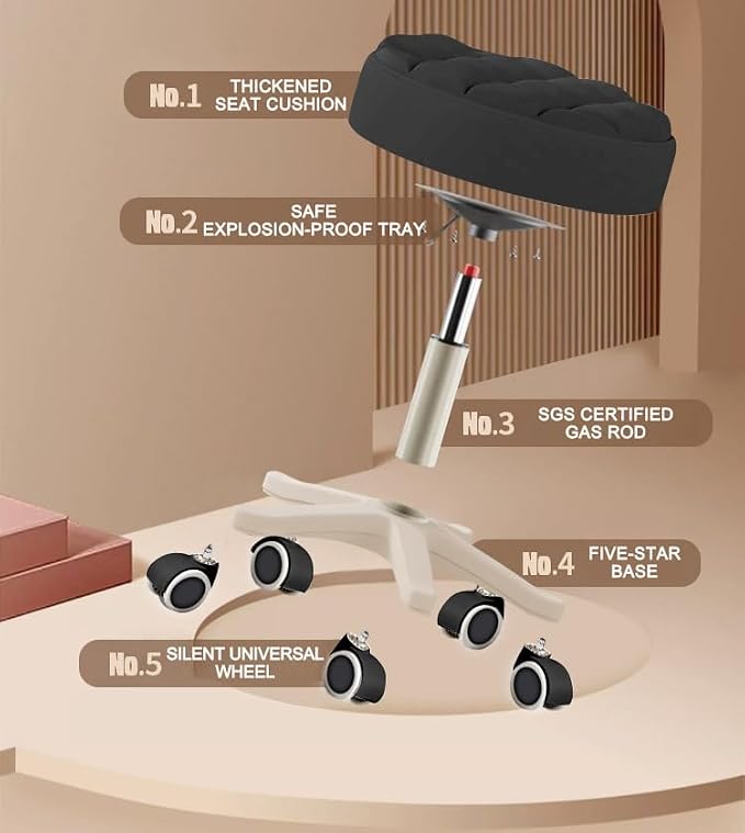 Small Chair Round Rolling Stool - Image 7