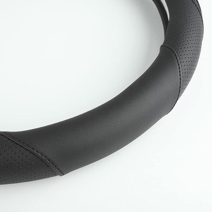 Car Steering Wheel Cover, Leather Steering Wheel Cover Black Universal 14.5-15 - Image 4