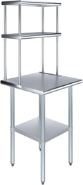 Amgood Stainless Steel Work Table Wide Double Tier Overshelf | NSF | Metal by AmGood