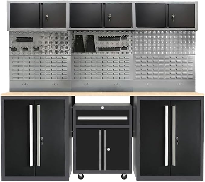 JZD Metal Garage Cabinet Set System, Included Rolling Chest, by JZD