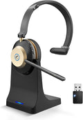V5.3 Wireless Headset with Mic for Work, 45Hrs Computer Headset with Microphone by NOTESNEEforWorkLife