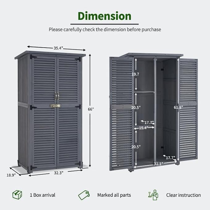 MCombo Outdoor Storage Cabinet, Wooden Storage Shed - Image 3